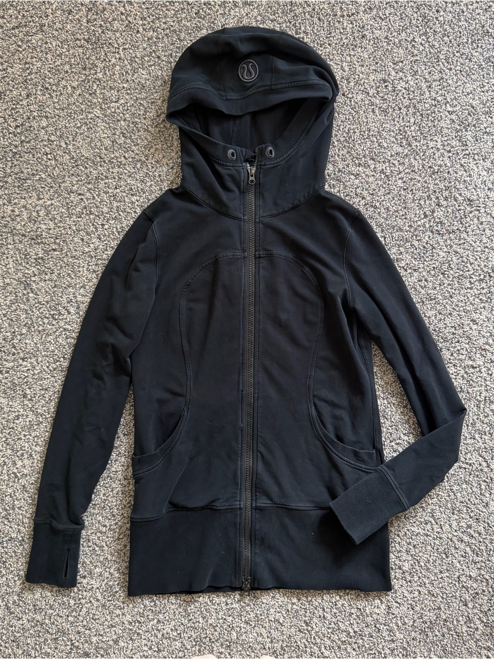 Lululemon Scuba Style Hoodie Sweater Jacket in Black, Full Zip, Women’s Size 12